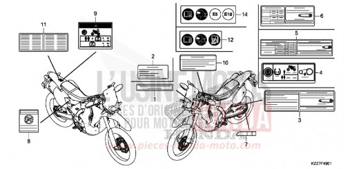 ETIQUETTE DE PRECAUTIONS (CRF250RL/RLA) CRF250RLAK de 2019